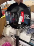 Big box for a box: frying pan, spray away, cleaner, crocs, pillows, 3M products, Clorox bleach, hose
