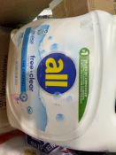 Big box store in a box: SEALY pillow, dish detergent, pens, sketchers shoes, detergent, red cups, cl