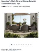 Athena collection seven piece dining set, cast Ash