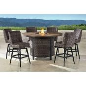 Athena collection seven piece fire high dining set