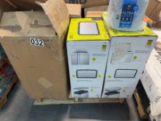 Garbage cans, clear lids, filing cabinet, & More