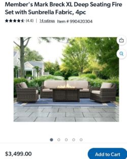 BRECK collection four piece XL seating set with fire pit