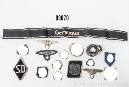 SS-Konvolut, Orden, Abzeichen und Effekten, vermutl. alles Kopien, gemischter Zustand, ...