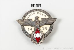 Abzeichen für Gausieger 1939, Hersteller "G. Brehmer Markneukirchen", guter Zustand mit ...