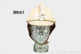 Kradhelm 3. Reich, weiß lack. Lederkorpus, komplett mit Lederinnenfutter, aufgelegtem ...