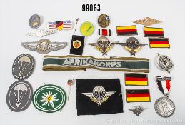 Konv. versch. Abzeichen überwiegend zum Thema Fallschirmjäger, versch. Länder und ...