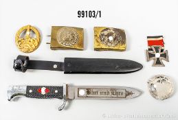 Kopie-Konvolut, HJ-Dolch, Koppelschloss Preußen, Bandenkampfabzeichen, Abzeichen für ...