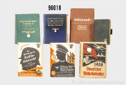 Konv. 7 Bücher/Broschüren, "Deutscher Wehr-Kalender 1938", "Der Soldatenfreund 1938", ...