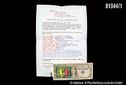Keitha Haring/ Andy Warhol 1 Dollarnote mit Malerei und Signatur von Keith Haring und ...