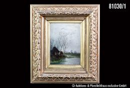 Johann Jungbluth (1860 Saarburg - 1912 Düsseldorf) Herbstliche Flusslandschaft, Öl auf ...