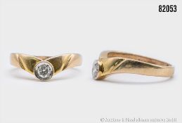 Goldring 585 GG, mit Brillant ca. 0,15 ct, w-si, ca. 2,9 g, Ringgröße ca. ...