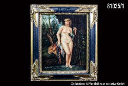 L. Larvelle 2. Hälfte 20. Jh., Artemis beim Bade, Öl auf Leinwand, unten links signiert ...