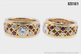 Goldring 585/750 GG, mit 18 Brillanten ca. 0,8 ct sowie 1 Mittelstein-Brillant ca. 0,7 ...