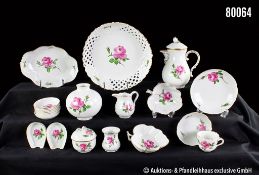 Meissen Restservice, Porzellan, 30 Teile, polychrome Bemalung, Goldstaffage, Dekor: ...