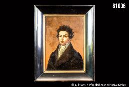 Unbekannter Portraitist 19./20.Jh Junger Mann, Öl auf Maplplatte, Platte 30 x 21,5 cm, ...