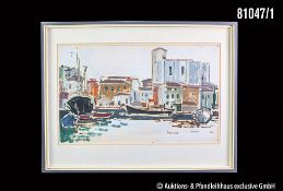 Maxim Köhler (München 1904 - 1959 Stuttgart) Italienische Hafenstadt, Aquarell, unten ...