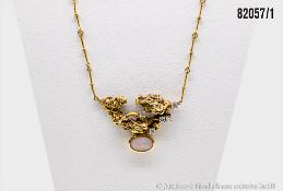 Goldkette Collier 585 GG, mit Opal ca. 1,2 ct und 5 Diamanten ca. 0,32 ct., w-si, ca. ...