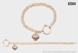 Goldarmband 585 GG mit Anhänger, Anhänger mit kleinen Opalen, ca. 27 g, L ca. L ca. 22 ...