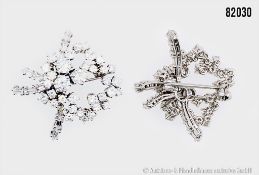 Brillantbrosche 750 WG, mit 44 Brillanten ca. 3,2 ct, tw-w-vs, ca. 7,6 g, ca. 3 ...