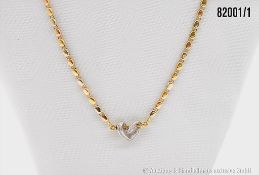 Collier mit Herzanhänger, Goldkette 750 GG, Herzanhänger 750 WG, mit Brillanten ca. ...