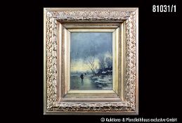 Johann Jungbluth (1860 Saarburg - 1912 Düsseldorf) Winterliche Flusslandschaft, Öl auf ...