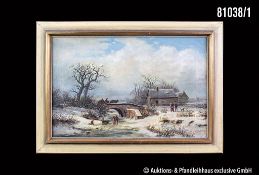 Adolf Chevalier (1831 Crossen an der Oder - 1907 Berlin) Winterliche Landschaft, Öl auf ...