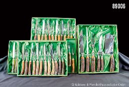 Anton Wingen Solingen Jagdbesteck, Modell: Othello, Hirschhorngriffe, mit ...