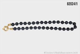 Onyxperlen-Halskette, Verschluss Silber vergoldet, L ca. 40 ...