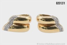 Goldohrstecker 750 GG, mit Brillanten ca. 0,37 ct, w-si, zusammen ca. 16,5 g, L ca. 2,5 ...