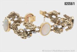 Goldarmband 585 GG, mit 4 Opalen ca. 10,0 ct. und 16 Diamanten ca. 0,85 ct, w-si, ca. ...