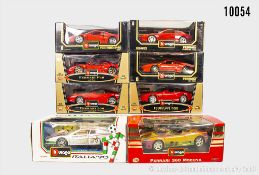Bburago Ferrari Modelle, dabei Ferrari 360 Modena, Testarossa Italia '90 usw., Metall, ...