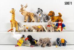 Steiff Tiere, überwiegend Mohair/ Samt, KFS, 5x blanker Knopf ohne Fahne, dabei Renny, ...