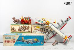 3 Modellfahrzeuge, Daiya Überfallkutsche "Stage Coach", Yonezawa 320 Flugzeug "Douglas ...
