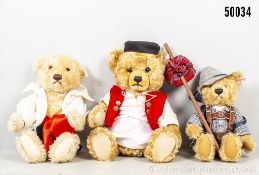 3 Steiff Teddys, Mohair, KF, Bergsteiger Teddy, Nr. 670787, Bernhard der Brauerei Bär, ...