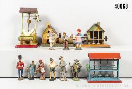 Konv. Antriebsmodelle und Figuren, dabei Magd, Bäuerin und Offizier, Masse, H bis ca. ...
