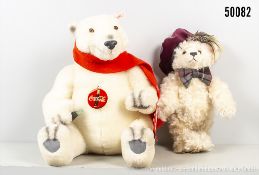 2 Steiff Bären, Polarbär "Coca Cola", KF, Nr. 670336 und Scottish Teddy Bär, KF, Nr. ...