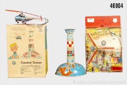 Arnold Control Tower und 5401 Helicopter Piccolo, Blech, H bis ca. 24 cm, Z 0-1, ...