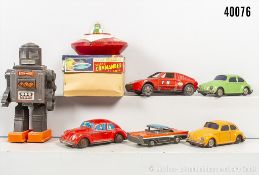 Blechspielzeug made in Japan, Fahrzeuge, Space Toy, teils verschiedene Hersteller, Z ...