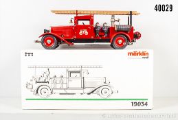 Märklin Werksfeuerwehr 19034, Blech, L ca. 38 cm, Uhrwerk intakt, Z 0, Schlüssel, ...
