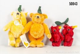 3 Steiff Fruities Teddys, Mohair, KF, Zitrone Nr. 028090 mit Schild und Etikett, Orange ...