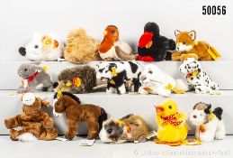 Steiff Kuscheltiere, Webpelz, überwiegend KFS, teils blanker Knopf, dabei Cosy Piep Nr. ...