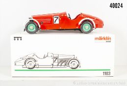 Märklin Rennwagen 1103, Blech, L ca. 37 cm, Uhrwerk intakt, Z 0-1, Zertifikat, ...
