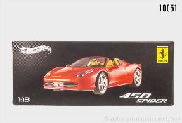 Hotwheels Elite Ferraris, 458 Spider, Metall, 1:18, Z 0-1, ...