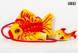Steiff Flossy Fisch Plüsch-Umhängetasche, 1960er Jahre Set mit Fisch, Mohair, Z ...