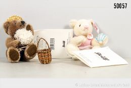 Steiff Camping Bären, Mohair, jeweils KF und Etikett, Edith Nr. 656934 und Helmut Nr. ...