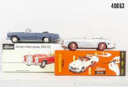 2 Schuco Replika Modelle, 4000 Girato Mercedes 250 SE und 2095 Mercedes 190 SL, ...