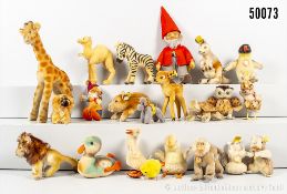 Steiff Tiere und Zwerge, Mohair/ Samt/ Wolle, teils Filzkleidung, überwiegend Knopf, ...
