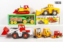 Konv. Modellfahrzeuge, überwiegend Baustelle, dabei Ites Fiat BD 20, Kaku Zettelmeyer ...
