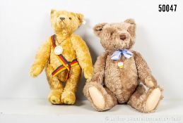 2 Steiff Teddybären, Mohair, Replika Teddy 1951, KF,S Nr. 408427 und Teddybär Herbert ...