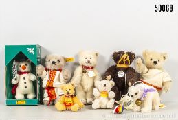 Steiff Teddybären, Mohair, 3x KF, 4x blanker Knopf, dabei Maulkorb Teddy, ...